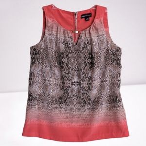 Dana Buchman Blouse Shell Orange Brown Snake Python Print Sleeveless Tank